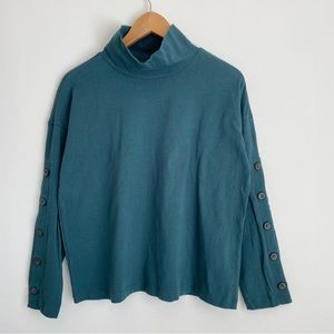 Madewell NWOT Womens 100% Cotton Long Sleeve Top, Teal Blue, S, M